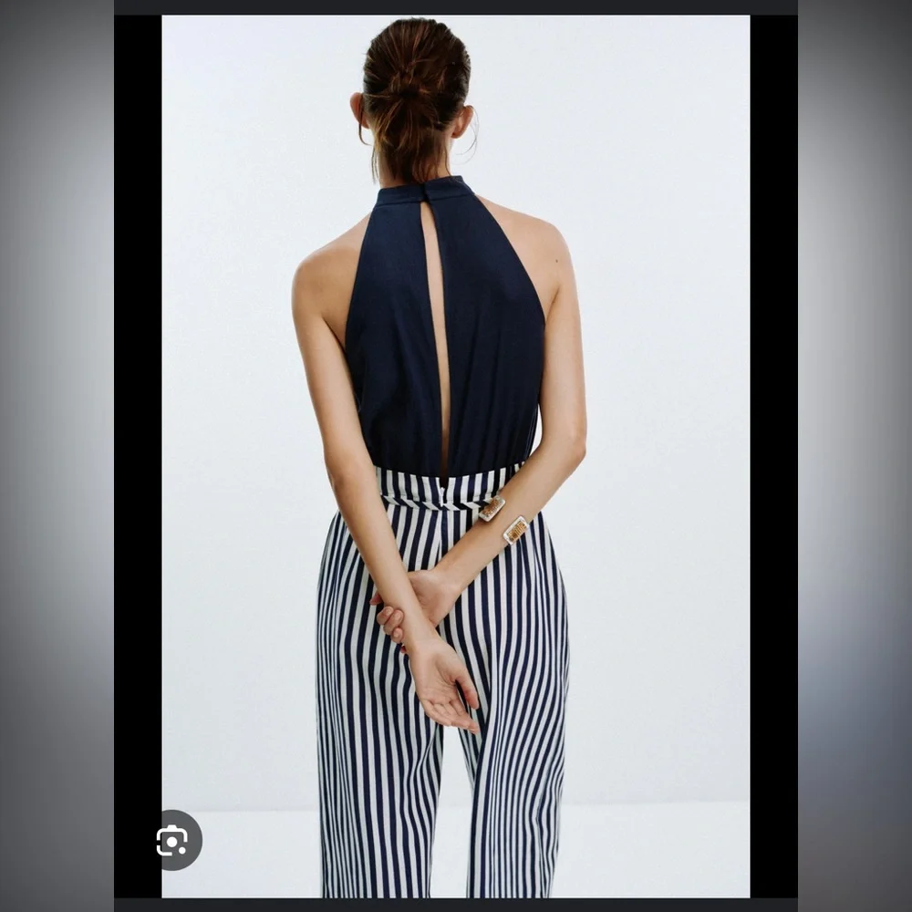 ZARA LINEN BLEND LONG JUMPSUIT